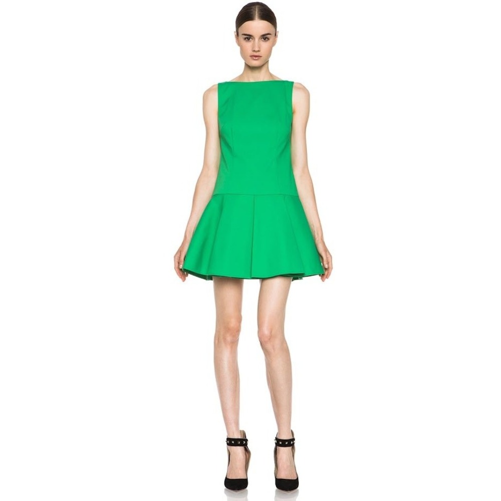 RED Valentino Kelly Green Pleated Fit & Flare Mini Dress - Size